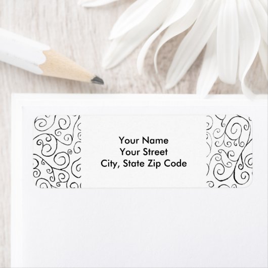 Hand-geschilderd zwart valpatroon op wit etiket (Insitu)