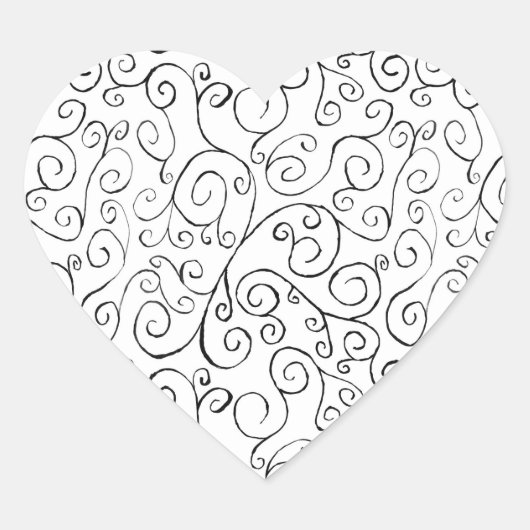 Hand-geschilderd zwart valpatroon op wit hart sticker (Voorkant)