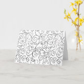 Hand-geschilderd zwart valpatroon op wit kaart (Gele Bloem)