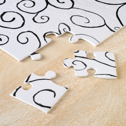 Hand-geschilderd zwart valpatroon op wit legpuzzel (Zijkant)