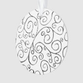 Hand-geschilderd zwart valpatroon op wit ornament (voorkant)