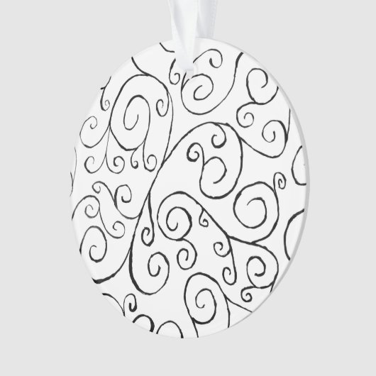 Hand-geschilderd zwart valpatroon op wit ornament (voorkant)