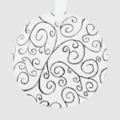 Hand-geschilderd zwart valpatroon op wit ornament (voorkant)