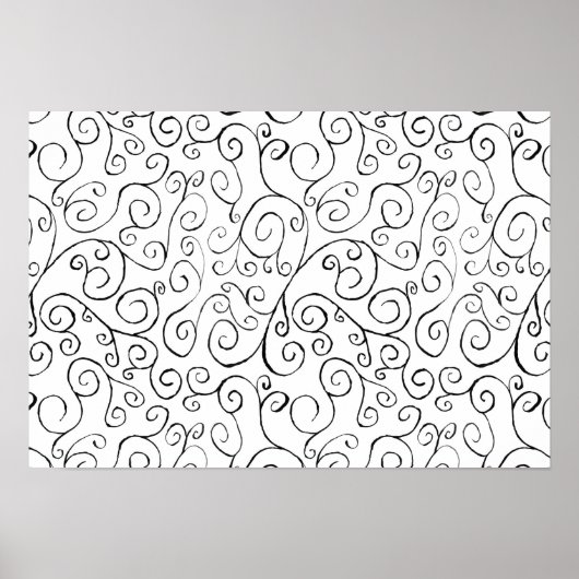 Hand-geschilderd zwart valpatroon op wit poster (Voorkant)