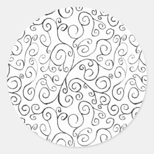 Hand-geschilderd zwart valpatroon op wit ronde sticker