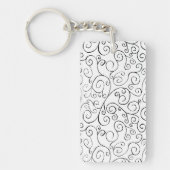 Hand-geschilderd zwart valpatroon op wit sleutelhanger (Voorkant)