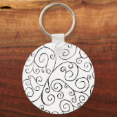 Hand-geschilderd zwart valpatroon op wit sleutelhanger (Voorkant)