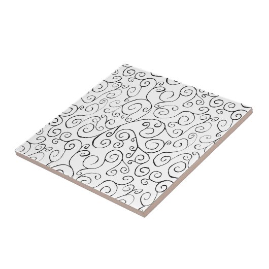 Hand-geschilderd zwart valpatroon op wit tegeltje (Zijkant)