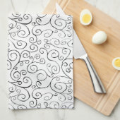 Hand-geschilderd zwart valpatroon op wit theedoek (Quarter Fold)