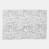 Hand-geschilderd zwart valpatroon op wit theedoek (Horizontaal)