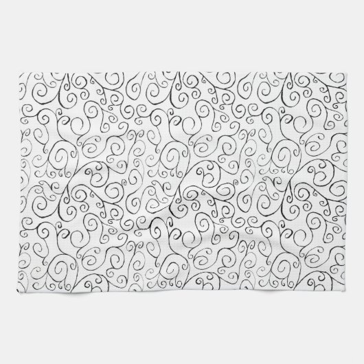 Hand-geschilderd zwart valpatroon op wit theedoek (Horizontaal)