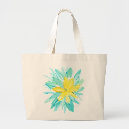 hand geschilderde bloem grote tote bag (Voorkant)