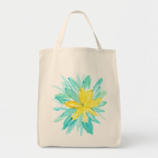 hand geschilderde bloem tote bag (Voorkant)