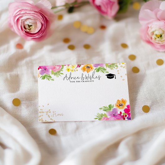 Hand geschilderde Bloemen afstuderen advies wensen Informatiekaartje