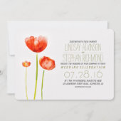 Hand geschilderde bloemen moderne bruiloft uitnodi kaart (Voorkant)