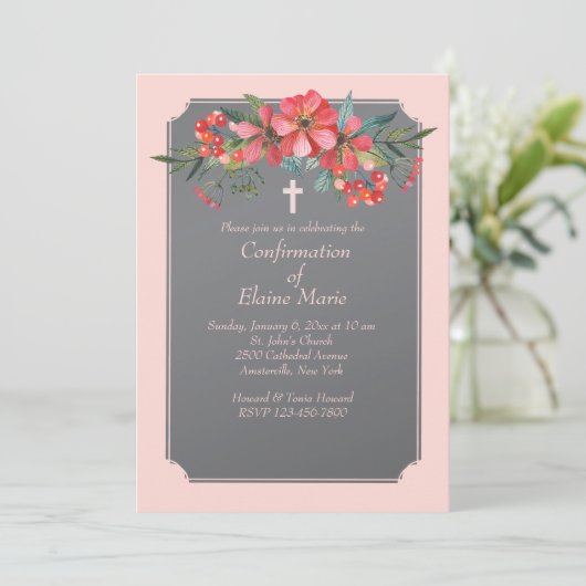 Hand geschilderde bloemen uitnodiging (Staand voorkant)