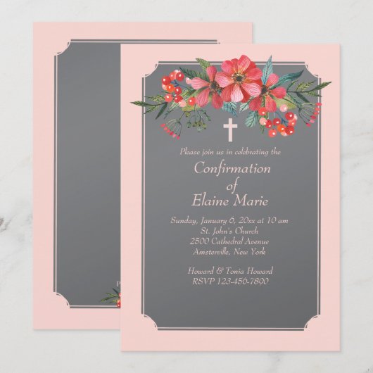 Hand geschilderde bloemen uitnodiging (Voorkant / Achterkant)