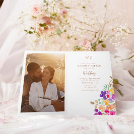 Hand geschilderde bloementrouwfoto alles in één