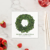 Hand geschilderde Boxwood Krans Kerstmis Servet (Insitu)