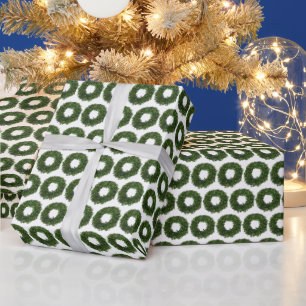 Hand geschilderde Boxwood krans patroon Kerstmis Cadeaupapier
