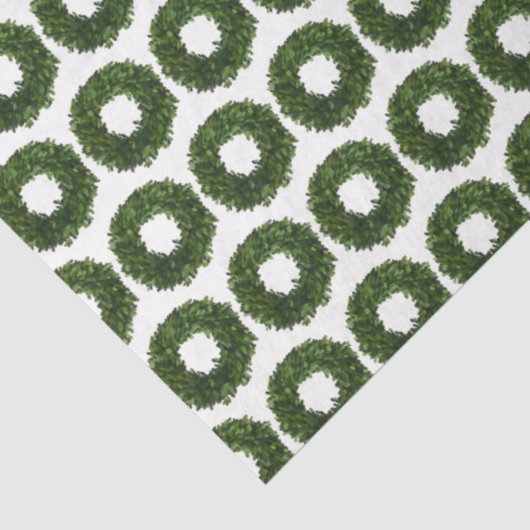 Hand geschilderde Boxwood krans patroon Kerstmis Tissuepapier (Detail)