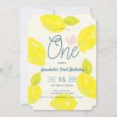 Hand geschilderde citroen en roze check eerste ver kaart (Voorkant)