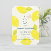 Hand geschilderde citroen & roze check meisje verj kaart (Staand voorkant)