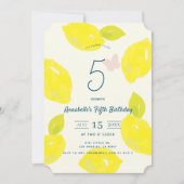 Hand geschilderde citroen & roze check meisje verj kaart (Voorkant)