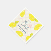 Hand geschilderde citroen roze meisje 1e verjaarda servet (Hoek)