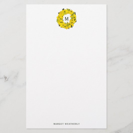 Hand geschilderde citroenkrans Monogram briefpapie Briefpapier (Voorkant)