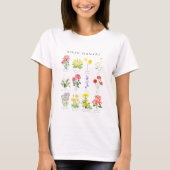 Hand geschilderde geboortemaand bloemen aquarel ku t-shirt (Voorkant)