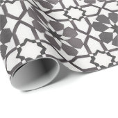 Hand geschilderde geometrische zwart wit Marokkaan Cadeaupapier (Rol Hoek)