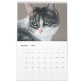 Hand geschilderde katten wilde en binnenlandse kat kalender (Feb 2026)