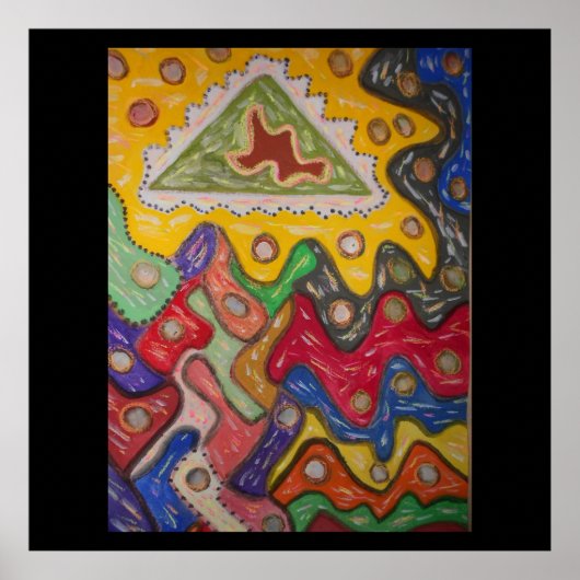 Hand geschilderde kunstindruk aboriginal type poster (Voorkant)