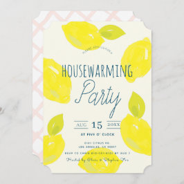Hand geschilderde Lemon Pink House Warming Party Kaart