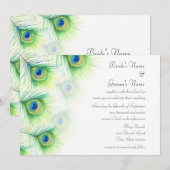 Hand geschilderde Peacock Feathers bruiloft uitnod Kaart (Voorkant / Achterkant)