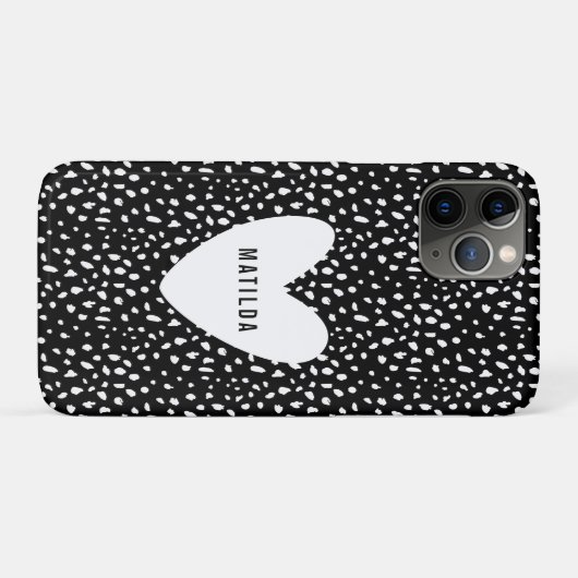 Hand geschilderde plek en hart gepersonaliseerd Case-Mate iPhone case (Achterkant (horizontaal))