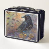 Hand geschilderde raaf met wilde bloemen (Voorkant)