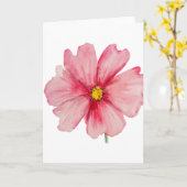 Hand geschilderde roze bloem (blanco) kaart (Gele Bloem)