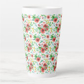 Hand geschilderde roze bloemen Bloempatroon-23498 Latte Mok (Voorkant)