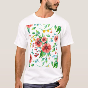 Hand geschilderde roze bloemen Bloempatroon-23498 T-shirt