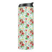 Hand geschilderde roze bloemen Bloempatroon-23498 Thermosbeker (Gedraaid links)