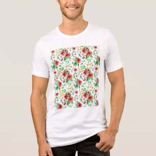 Hand geschilderde roze bloemen Bloempatroon-23498 Tri-Blend Shirt