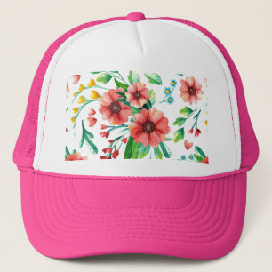 Hand geschilderde roze bloemen Bloempatroon-23498 Trucker Pet