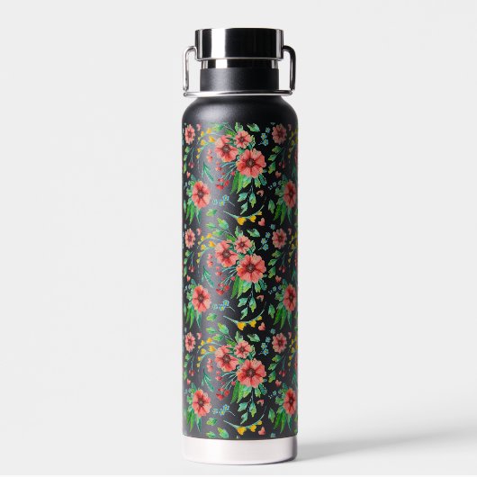 Hand geschilderde roze bloemen Bloempatroon-23498 Waterfles (Achterkant)