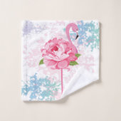 Hand geschilderde roze flamingo gepersonaliseerd bad handdoek (Wasdoekje)