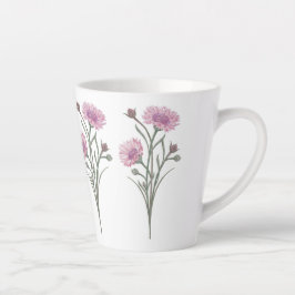 Hand geschilderde roze wilde bloemen latte mok