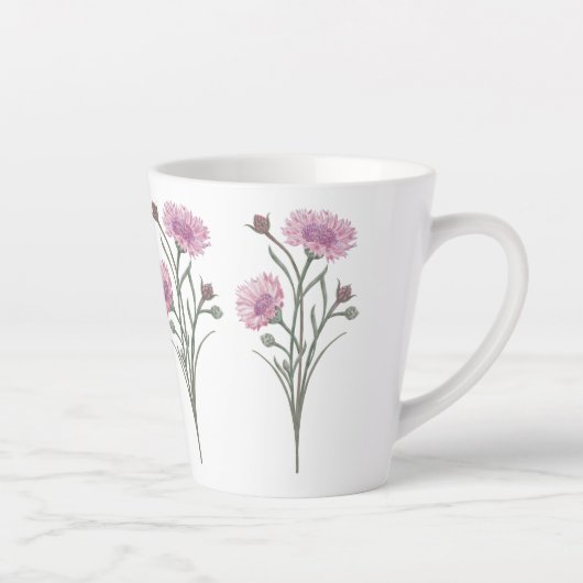 Hand geschilderde roze wilde bloemen latte mok (Rechts)