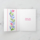Hand geschilderde Waterverf Bloemen DANK U Groet Bedankkaart (Binnen)