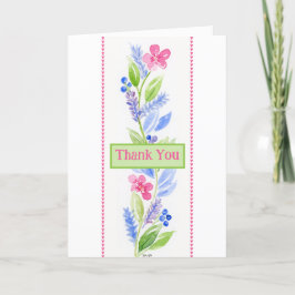 Hand geschilderde Waterverf Bloemen DANK U Groet Bedankkaart